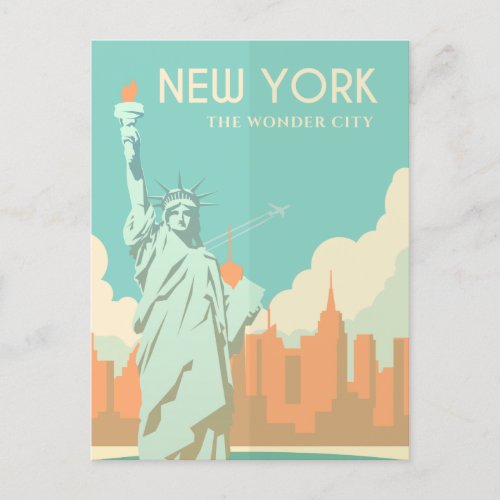 Vintage Statue of Liberty New York City Travel Postcard