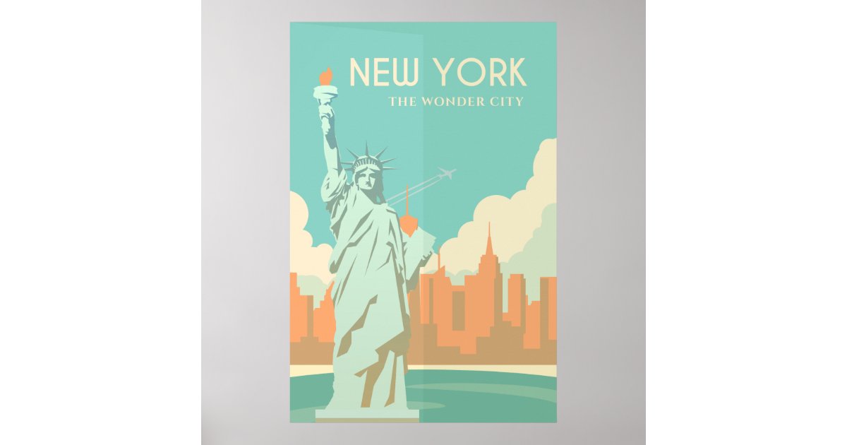 Vintage Statue of Liberty New York City Travel Poster | Zazzle