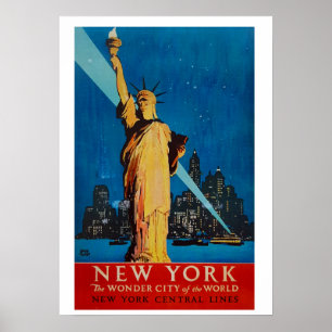Vintage Statue of Liberty New York City Travel Poster
