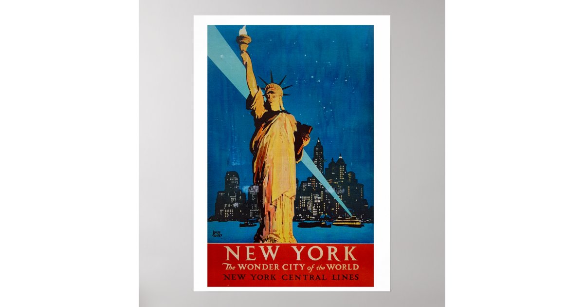 Vintage Statue of Liberty New York City Travel Poster | Zazzle