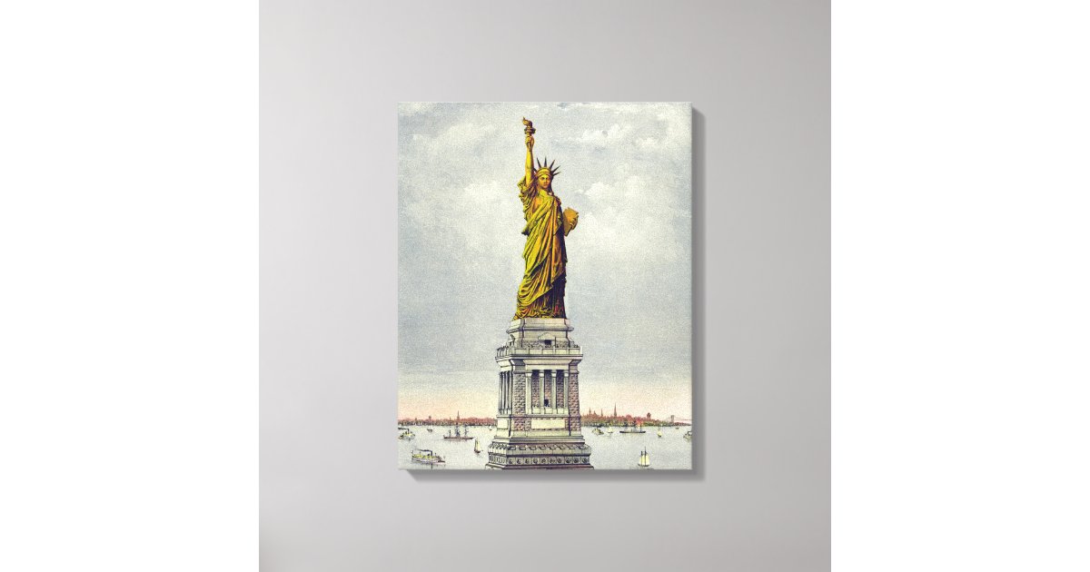 Vintage Statue of Liberty New York Travel Canvas Print | Zazzle