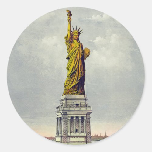 Vintage Statue of Liberty New York Travel Classic Round Sticker