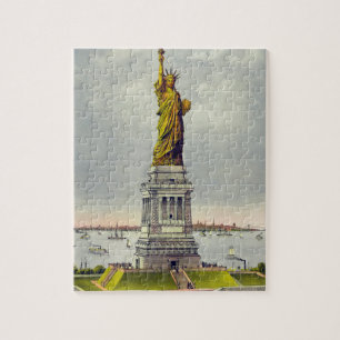 Vintage Statue of Liberty New York Travel Jigsaw Puzzle