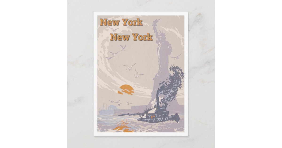 Vintage Statue of Liberty New York Travel Postcard | Zazzle