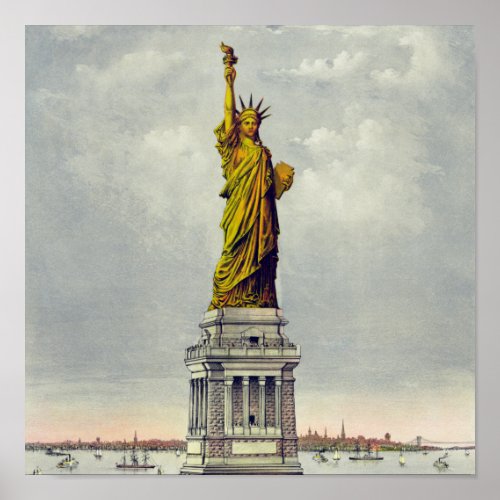 Vintage Statue of Liberty New York Travel Poster