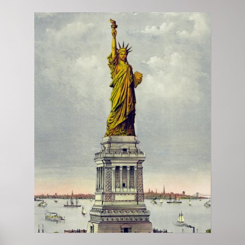 Vintage Statue of Liberty New York Travel Poster