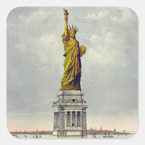 Vintage Statue of Liberty New York Travel Square Sticker