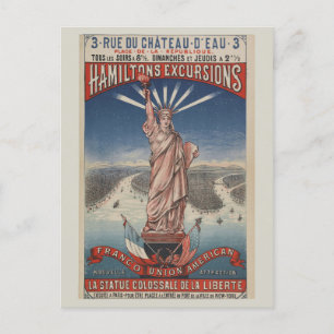 Vintage Statue of Liberty Paris to New York City Postcard