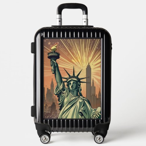 Vintage Statue of Liberty Travel Poster Luggage