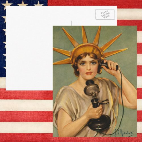 Vintage Statue of Liberty WWI Patriotic War Ad Postcard