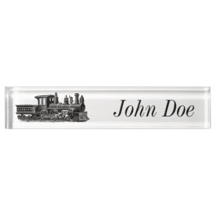 Vintage Steam Engine Desk Name Plate