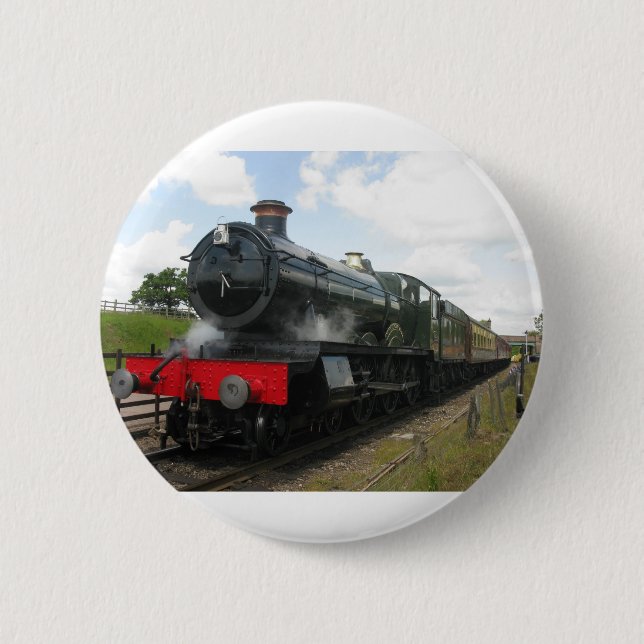 Vintage steam engine, old railway train button (Front)