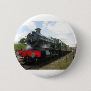 Vintage steam engine, old railway train button