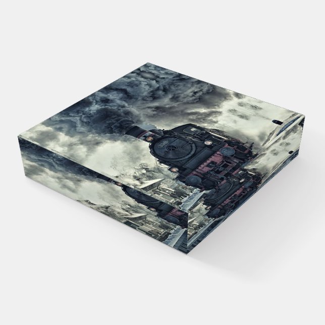 Vintage Steam Engine Train Paperweight (Angled)