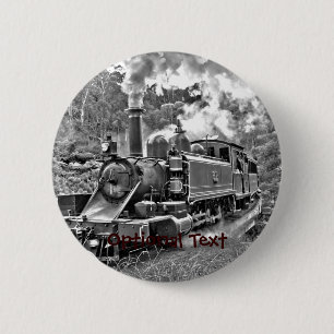 Vintage Steam Engine Train Pinback Button