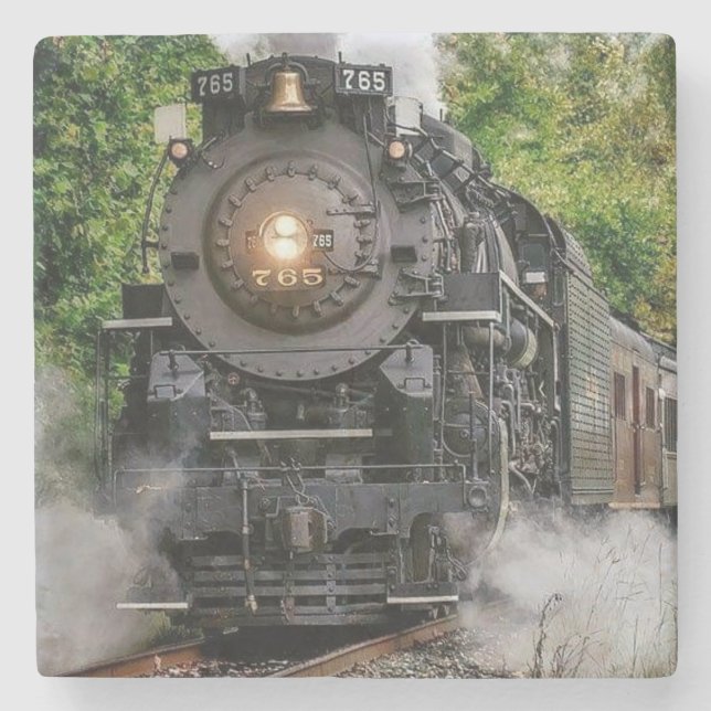 Vintage Steam Engine Train Stone Coaster (Front)