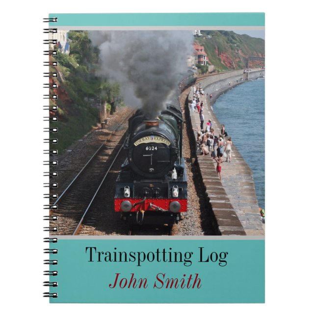 Vintage steam loco trainspotting log personalised notebook (Front)