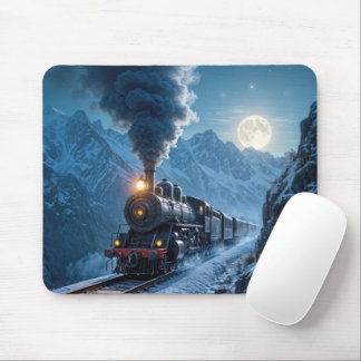Vintage Steam Locomotive In Moonlight Mouse Pad