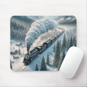 Vintage Steam Locomotive In Snowy Valley Mouse Pad