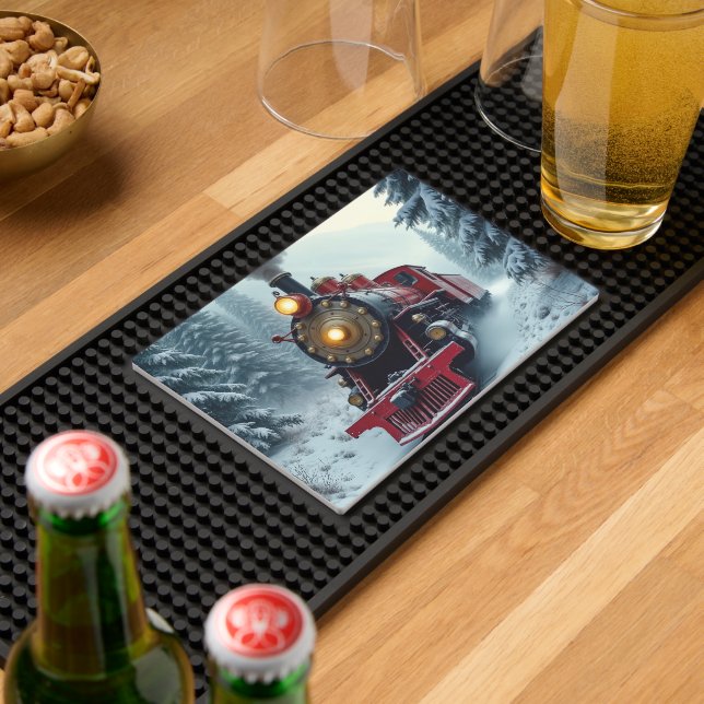 Vintage Steam Locomotive In Winter Woods Bar Mat (Insitu (Bar 2))