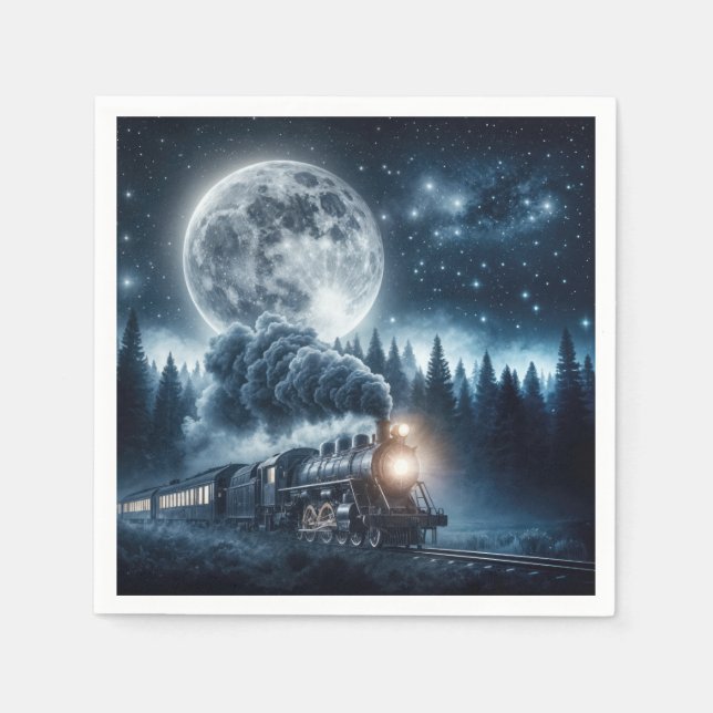 Vintage Steam Locomotive Napkins (Front)