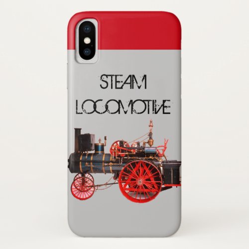 VINTAGE STEAM LOCOMOTIVE Red Grey iPhone X Case