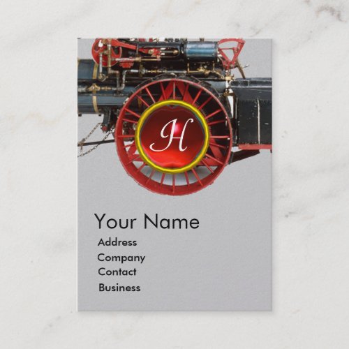 VINTAGE STEAM LOCOMOTIVE RUBY GEMSTONE MONOGRAM BUSINESS CARD