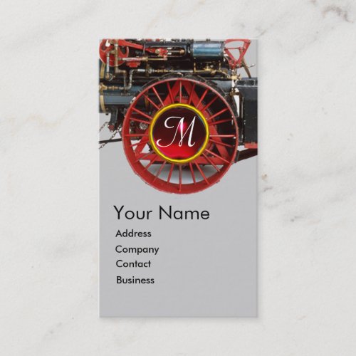 VINTAGE STEAM LOCOMOTIVE RUBY GEMSTONE MONOGRAM BUSINESS CARD