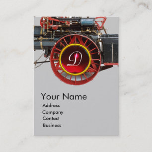 VINTAGE STEAM LOCOMOTIVE RUBY GEMSTONE MONOGRAM BUSINESS CARD