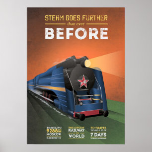 Vintage Steam Locomotive to Moscow Poster