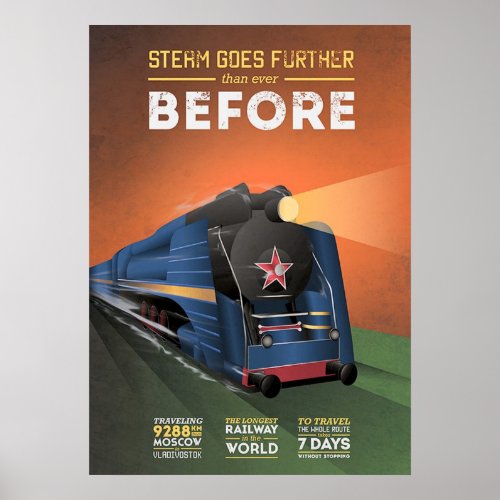 Vintage Steam Locomotive to Moscow Poster