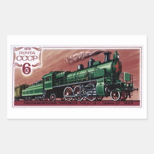 Vintage Steam Locomotive Trains Rectangular Sticker