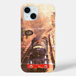 Vintage steam locomotive, your monogram iPhone 15 case