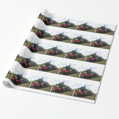 Vintage steam railway engine  train wrapping paper