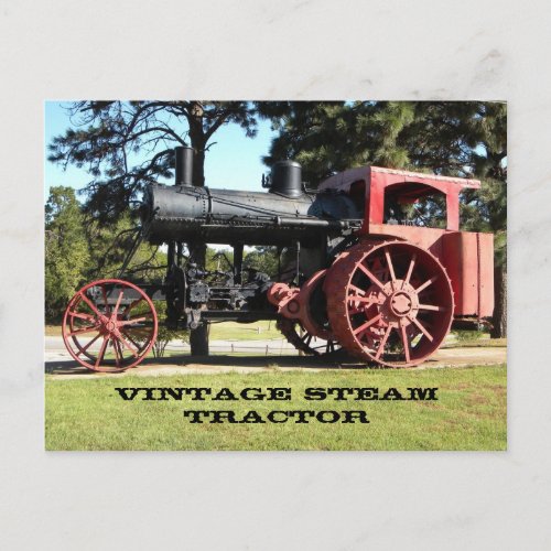 Vintage Steam Tractor _ In Color Postcard