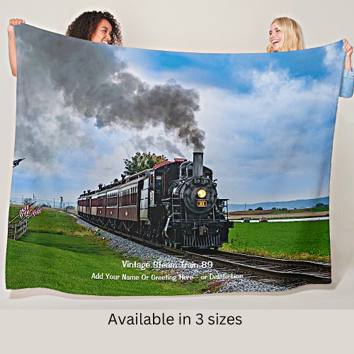  Vintage Steam Train 89 _  Add Name                Fleece Blanket