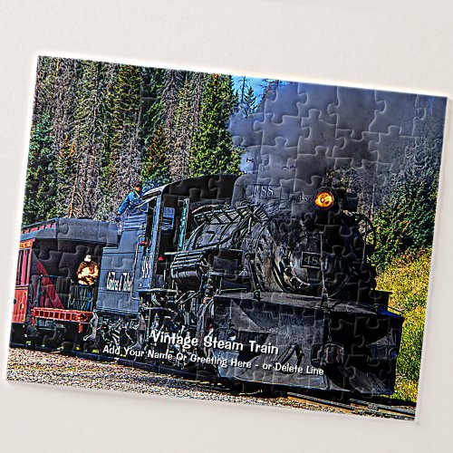 Vintage Steam Train _  Add Name                    Jigsaw Puzzle