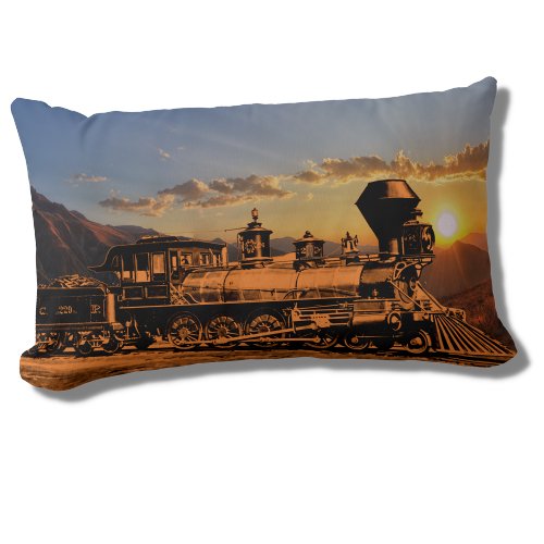 Vintage Steam Train at Sunset Engine CPRR 229 Lumbar Pillow