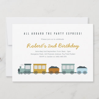 Vintage Steam Train Birthday Party Invitation