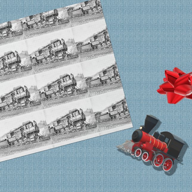Vintage Steam Train  Black & White Wrapping Paper (Creator Uploaded)