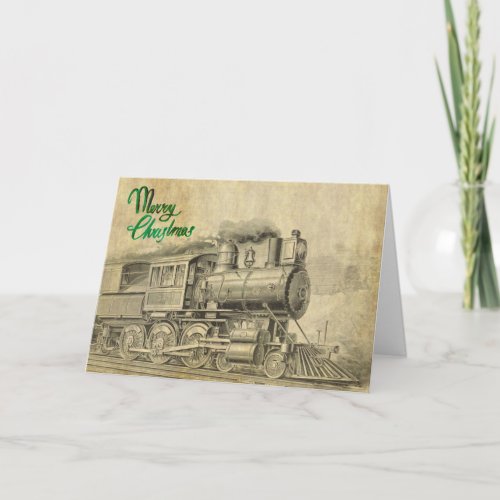 Vintage Steam Train Christmas Card