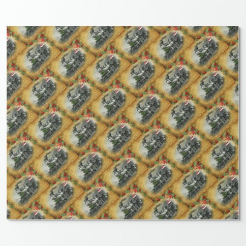 Vintage Steam Train Christmas Wrapping Paper