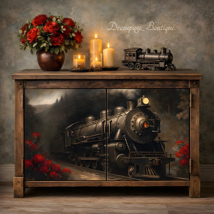Vintage Steam Train Decoupage Tissue Paper