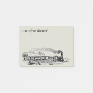 Vintage Steam Train Engine Drawing Post-it Notes