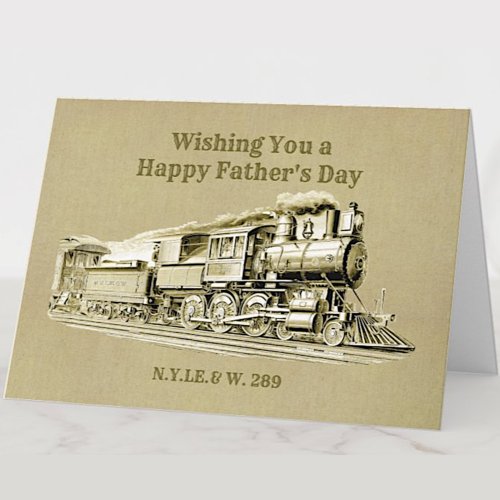 Vintage Steam Train Engine Fathers Day  Card