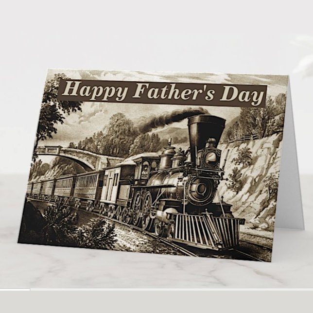 Vintage Steam Train Engine Happy Fathers Day Card (Creator Uploaded)