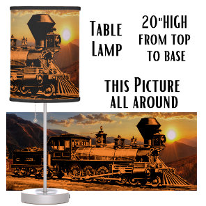 Vintage Steam Train Engine Locomotive CPRR 229 Table Lamp