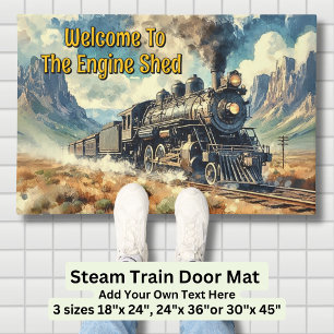 Vintage Steam Train Engine Locomotive  Doormat