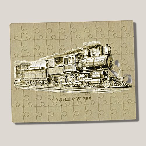 Vintage Steam Train Engine Locomotive Drawing Jigsaw Puzzle