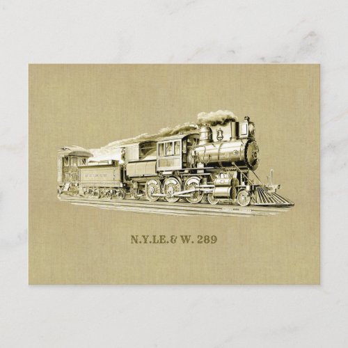 Vintage Steam Train Engine Locomotive Drawing Postcard